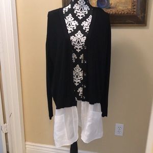 🌹Sonia Rykiel Snap button down cardigan sweater + sheer pocketed bottom trim